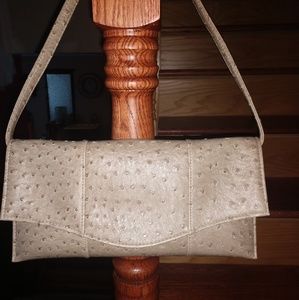 Faux Ostrich Clutch; Taupe Color